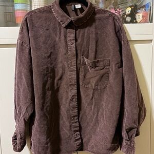 Brown Corduroy Button-Up Shirt